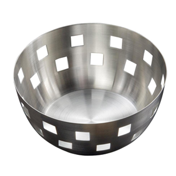 Brushed stainless steel bread basket 