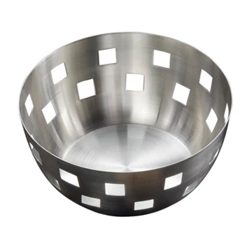Brushed stainless steel bread basket 